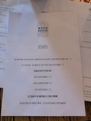 Menu Sep 19 at White Horse in Shrewsbury