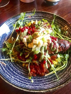 Roasted aubergine at White Horse in Shrewsbury