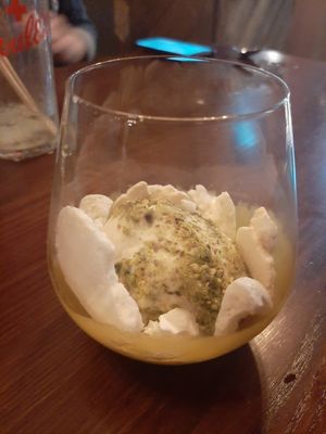 Dessert with mango and mint at White Horse in Shrewsbury