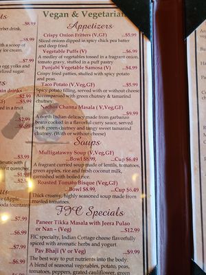 V menu at Fusion Inn Cafe in Lancaster