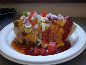 Smothered "Hefty One" at Wanderlust Vegan Eatery in Albuquerque
