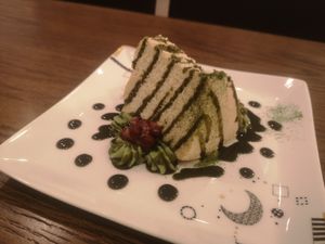 Matcha cake at Ippuku Cafe in Kyoto