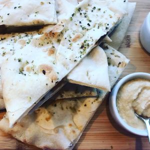 Ciabatta with homemade vegan dips  at Modern Bistro Bresno in Gdansk