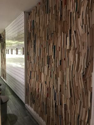 Decor: Old, used books   at Panda Cantina - Rua da Prata in Lisbon