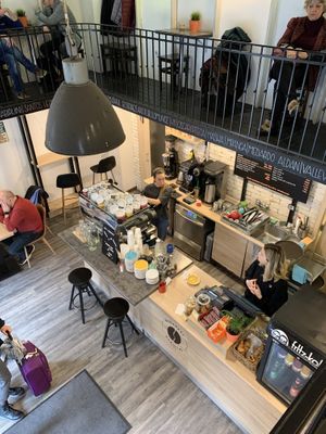 Nice vibe, seats on second floor at Budapest Baristas in Budapest