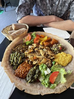 Dish for two! You get more Injera if needed  at Addis Café in Leipzig