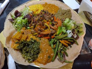 Vegan platter for two at Addis Café in Leipzig