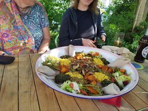 This was the vegan pancake for 4 people. at Addis Café in Leipzig