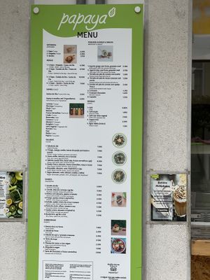 Menu (outside of restaurant)  at Papaya in Faro