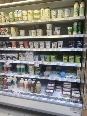 Some vegan dairy products at EkoPlaza in Breda
