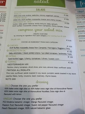 Salad menu  at NAP - Tradizione Italiana Cocktail Bar - T1 in Naples
