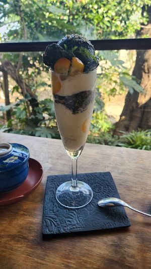 Vegan amazake charcoal Ice-cream parfait at Kin Cafe 753 in Yokohama