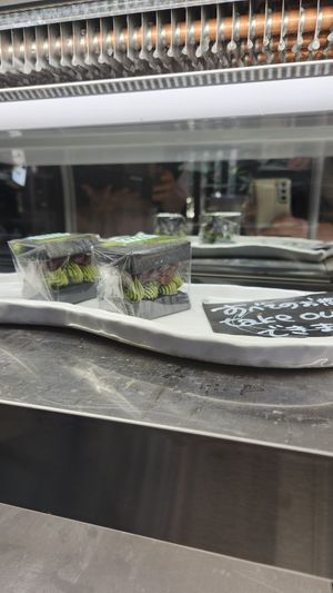 Vegan matcha red bean paste cake at Kin Cafe 753 in Yokohama