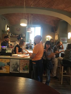 The serving counter  at Ocio in Ivrea