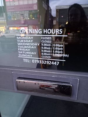 Opening times. at Urban Bakery in Gateshead