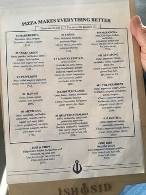 Menu - vegan cheese not marked so you have to ask for it at Ishusid in Hofn I Hornafirdi