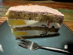 Passion fruit Brazilian cake   at Bio Cafe in Aberdeen
