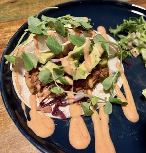 Pulled jackfruit tacos 🌮   at Bio Cafe in Aberdeen
