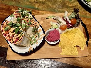 Falafel wraps with nachos  at Bio Cafe in Aberdeen