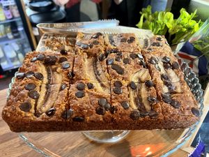 Banana chocolate chips cake  at Bio Cafe in Aberdeen