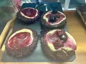 Brownie cheesecakes  at Bio Cafe in Aberdeen