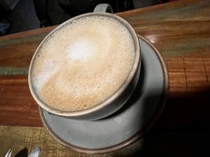 Coconut latte  at Bio Cafe in Aberdeen