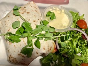 Tofu scrambled wrap (takeaway )  at Bio Cafe in Aberdeen