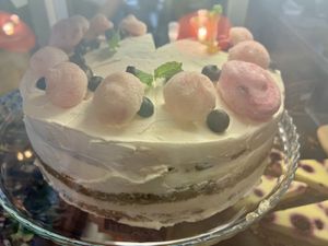 Lime & lavender cake 🍰   at Bio Cafe in Aberdeen