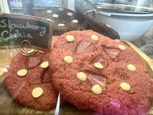 Giant cookies 🍪🍓  at Bio Cafe in Aberdeen