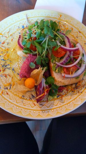 Avocado hummus sandwich at Bio Cafe in Aberdeen