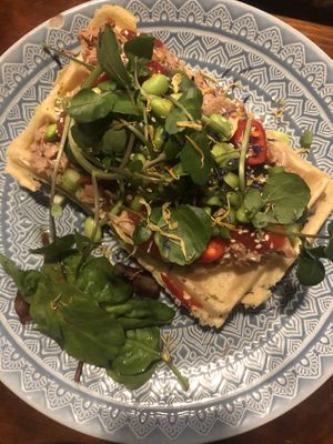 BBQ jackfruit waffle  at Bio Cafe in Aberdeen