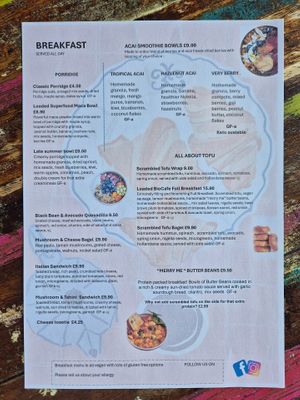 Breakfast menu  at Bio Cafe in Aberdeen