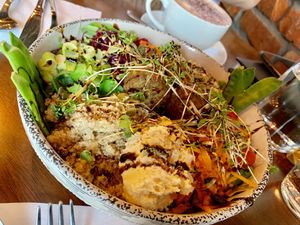 Vegan nourish bowl at Bio Cafe in Aberdeen