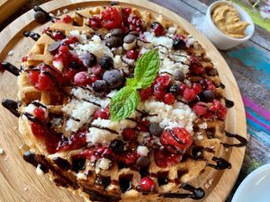 Vegan waffle  at Bio Cafe in Aberdeen
