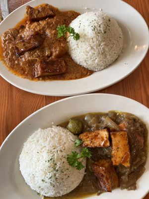 Peanut chu and yassa, both with tofu  at Mansa Kunda in Takoma Park