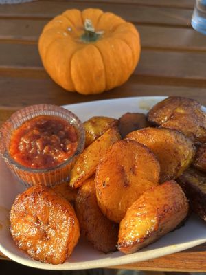 Fried plantains  at Mansa Kunda in Takoma Park