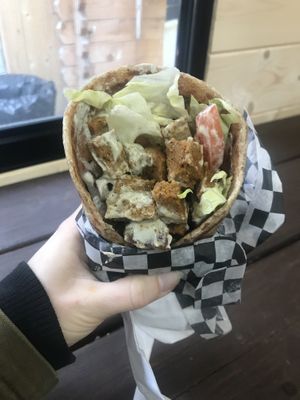 Tofu shawarma wrap at Vegan Bear in Toronto