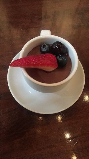 Chocolate pot de creme at Charcoal Bistro Wash Park in Denver