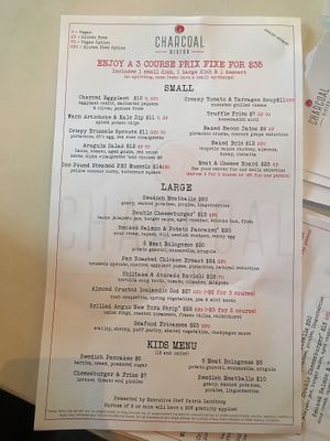 Menu  at Charcoal Bistro Wash Park in Denver