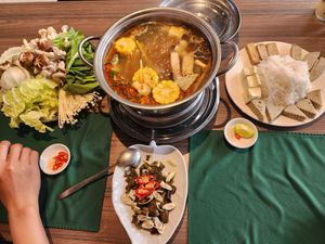 Thai hotpot here is the best among I've tried! The spices is flavorful, smell good and does not get salty in the end at Tam Chay - Do Duc Duc in Hanoi