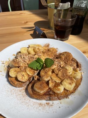 peanut butter and banana toast  at Tierra in Tenerife