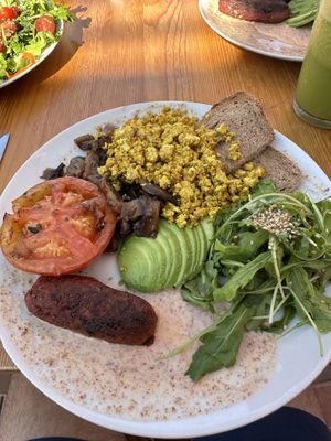 Vegan full English with scrambled tofu   at Tierra in Tenerife