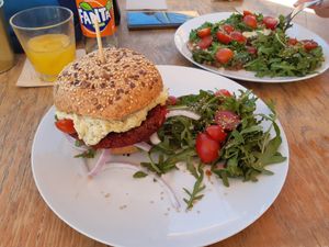 Beetroot and chickpea burger at Tierra in Tenerife