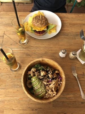 Buddha Bowl and Mexican Burger  at Tierra in Tenerife