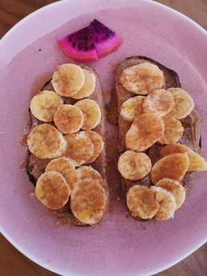 Banana and peanut butter toastie 😍 at Tierra in Tenerife