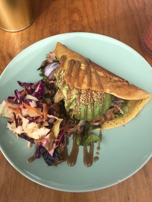 special of the day: chickpea crepe with jackfruit, eggplant and hoisin sauce  at Tierra in Tenerife