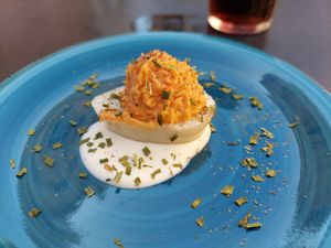 Devilled egg, awesome!! at Pipoca in Murcia