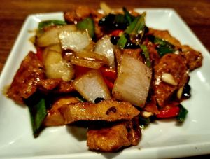 Mock chicken in black bean sauce. at Four Regions in Richmond Upon Thames