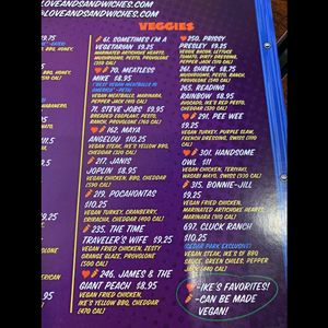 Veg Menu at Ike's in Cedar Park