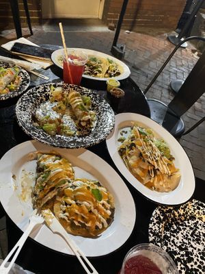 Dinner Spread with Hibiscus Margarita at Cielo Rojo in Takoma Park